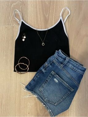 Forever 21 Black Cami with White Trim